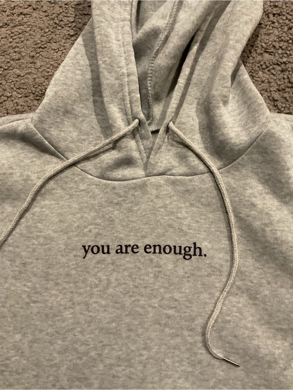 NWOT Gorgeous Women’s Gray Graphic You Are Enough Hoodie Sweatshirt Gym Casual L